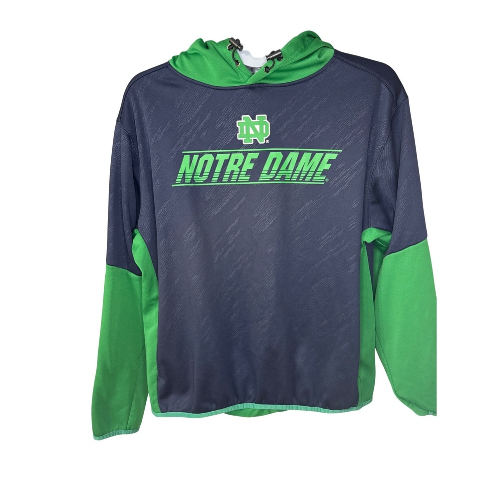 Colosseum Notre Dame Fighting Irish Youth Large Hoodie Navy Green Colorblock‎